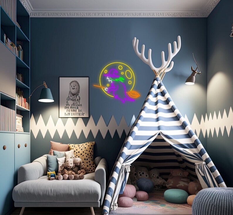 Flying Witch Neon Sign 🌙 Cast a Glowing Spell on Your Space!