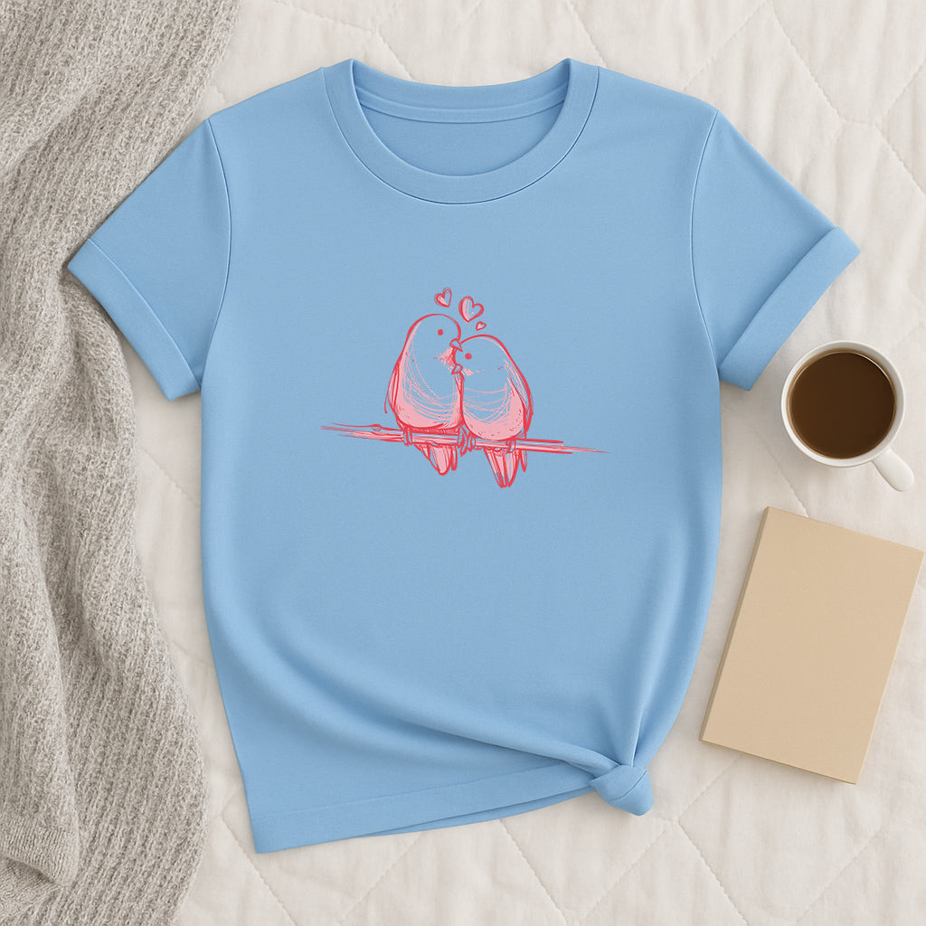 Romantic Birds Shirt: Cute Couple Graphic Tee, Love and Relationship T-Shirt Gift for Men and Women