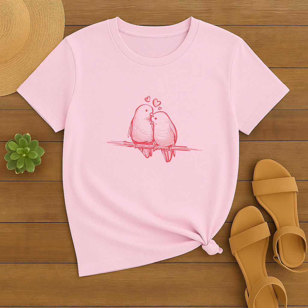 Romantic Birds Shirt: Cute Couple Graphic Tee, Love and Relationship T-Shirt Gift for Men and Women