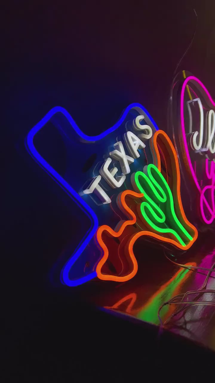 Texas Neon Sign  🤠 Show Off Your Lone Star Pride in Glowing Style!