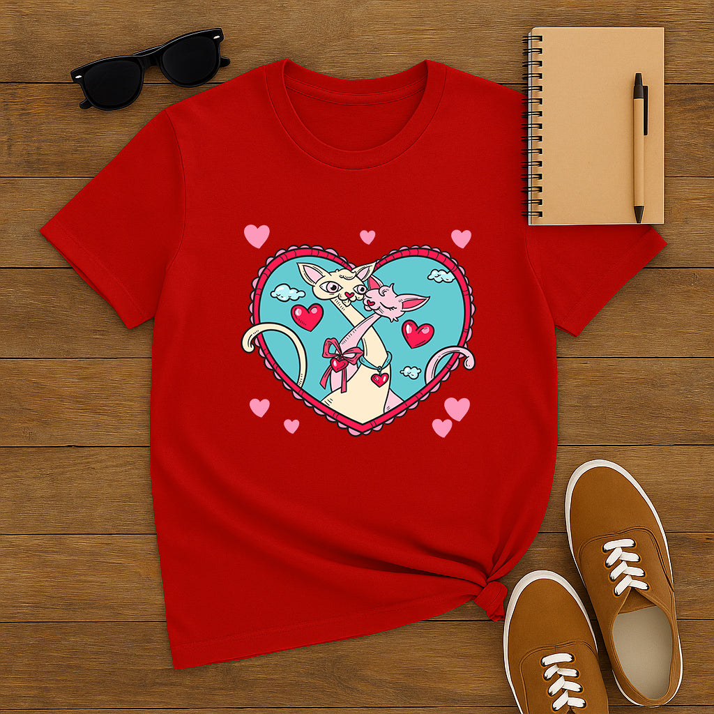 Purrfect Love Cats T-Shirt: Cute Kitty Couple Romantic Gift Tee