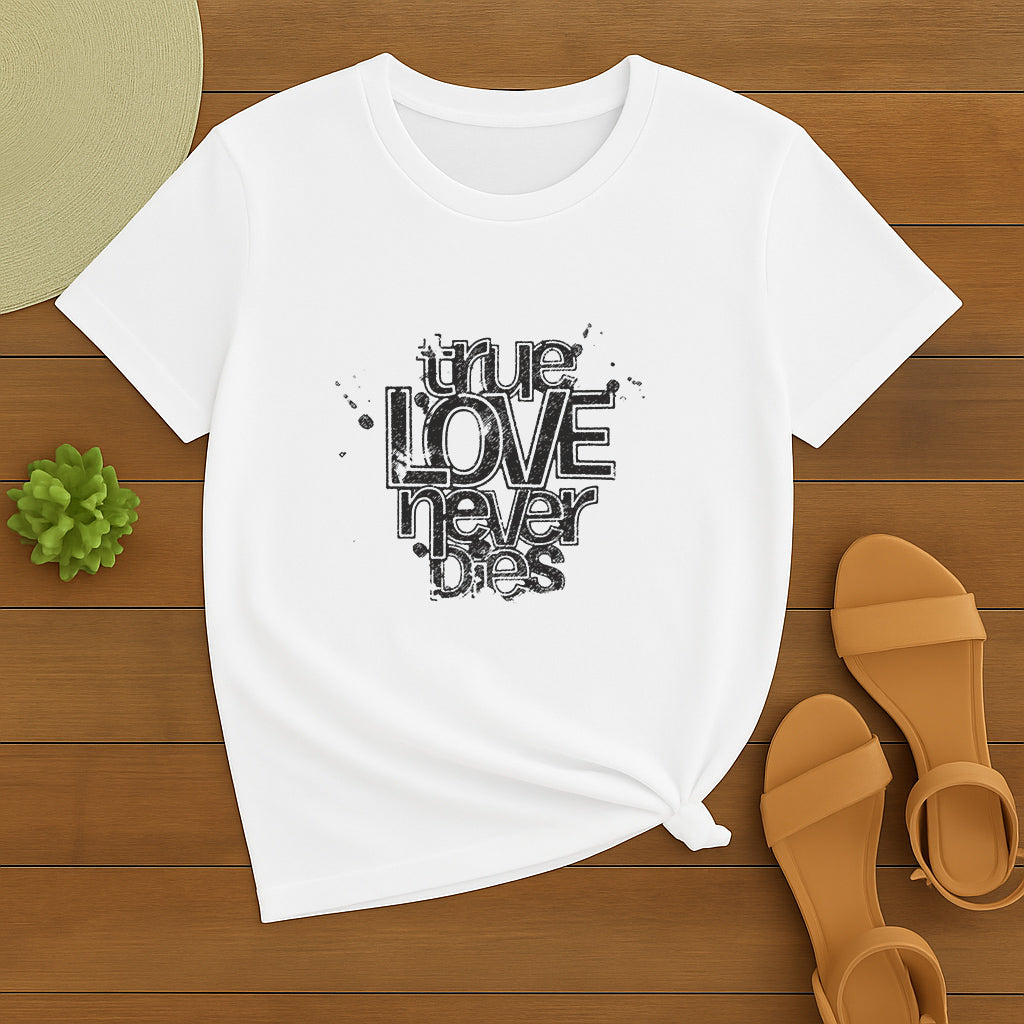 True Love Never Dies Custom T-Shirt | Romantic Graphic Tee | Perfect Love Gift Shirt for Couples, Friends, and Family